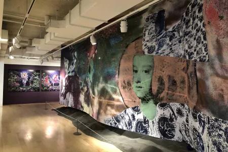 非洲迪亚斯波拉博物馆的展览室里展示着大规模的壁画。。加利福尼亚州贝博体彩app。